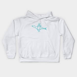 Fly Bird Teal Blue Kids Hoodie